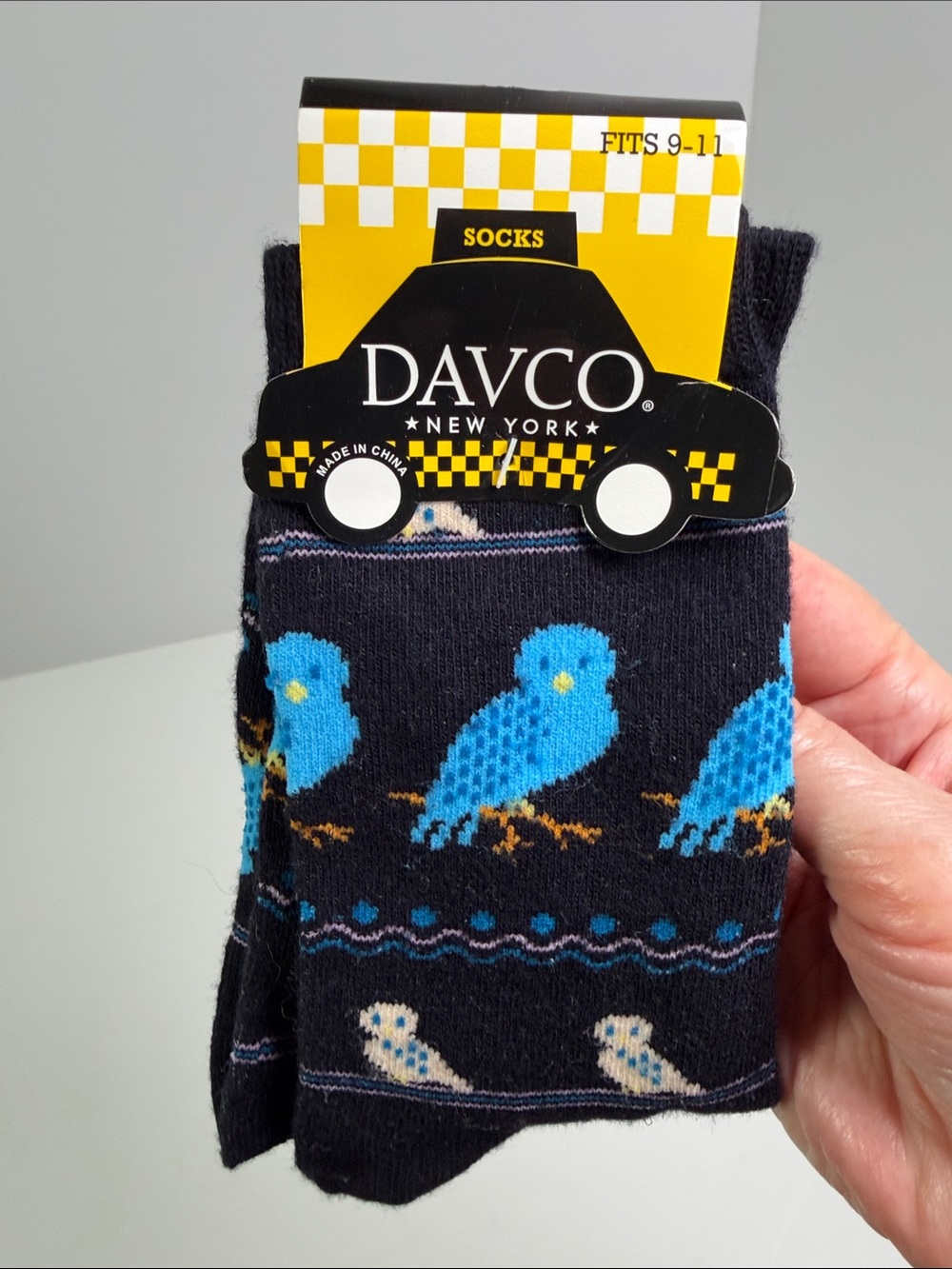 NWT Women's Whimsical Bird Pattern Crew Socks Owl Parrot Boho Davco NY Adorable
